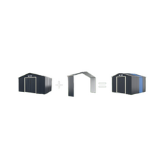 Abri de Jardin en Métal & Extension 10.85avec 2 Portes Coulissantes Verrouillables 4 Trous d’Aération Gris pour Vélo -