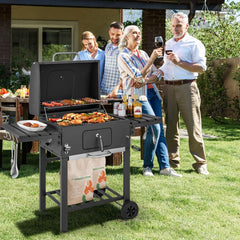 Barbecue Charbon de Bois Portable avec 2 Tables d'Appoint Noir -