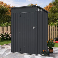 Abri de Rangement Toutes Saisons Abri Outils Utilitaire avec Toit en Pente Porte Ouvrante Arations Cadre en Mtal Galvanis Gris -