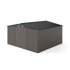 Abri de Stockage Extrieur Grand Hangar Outils avec Design de Toit Inclin Portes Fermables avec Cls 4 Arations 350x350x198cm Gris -