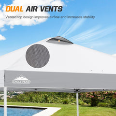EAGLE PEAK Pop-up tonnelle de Jardin Pliable 3x3m, Tente Pliante avec Pieds Droits Hauteur réglable auvent pour Camping Plage Festival avec Sac à roulettes (Blanc)