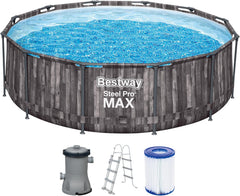 FORNOR 56141 Piscine + Filtre Bombe 366 x H 100 cm,Effet Bois
