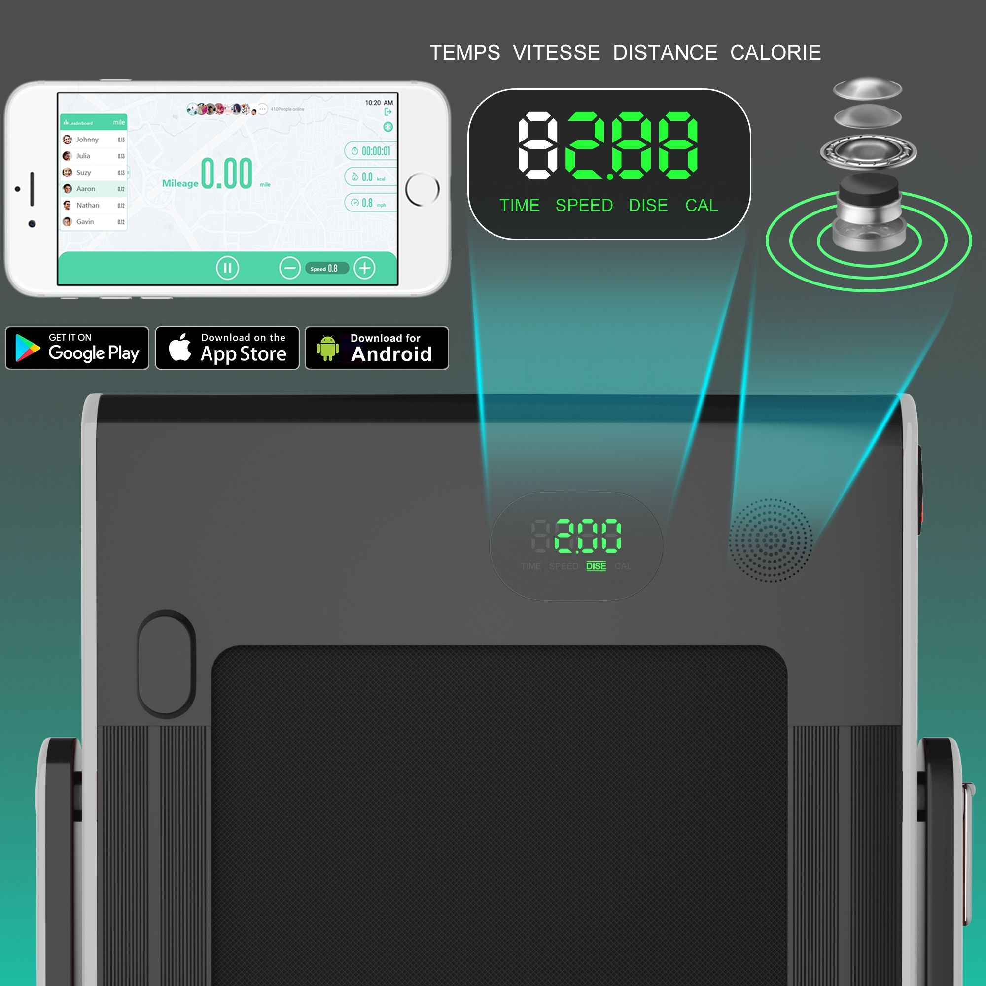 2 en 1 Tapis de Course Electrique Pliable 1  12 Km/H avec Haut-parleur Bluetooth Tlcommande Moteur 0,75HP Vert/Blanc/Noir/Rouge/Or/Noir et Argent/Bleu -
