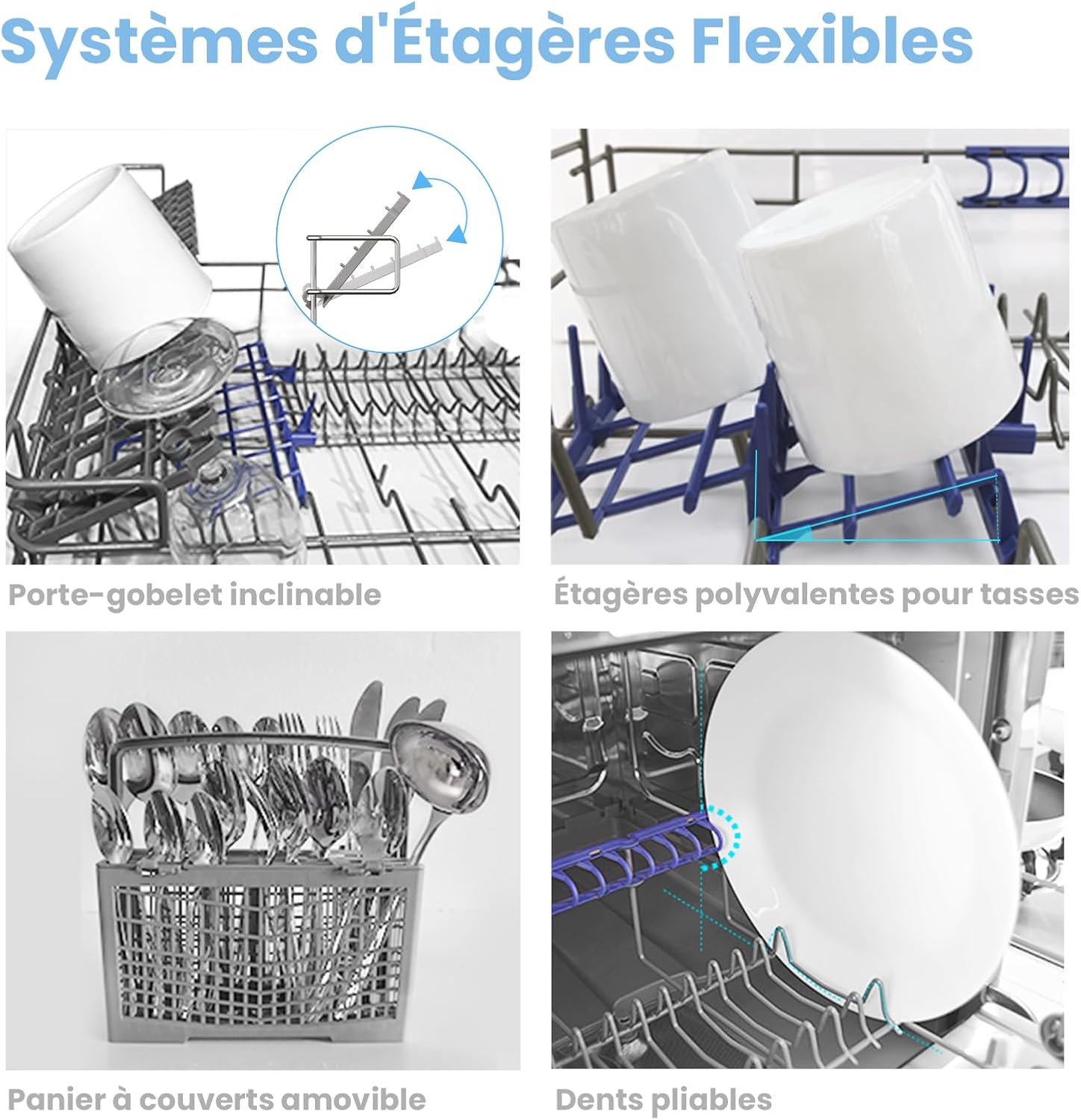 COMFEE' TD602E-W Lave-vaisselle compact pose libre, écran LED, 6,5 litres, blanc, niveau sonore : 47 dB