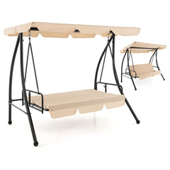 Balancelle d'Extrieur Convertible 2 Places avec Lit Plat Hamac de Terrasse avec Auvent Rglable et Coussin Amovible Pour Jardin -