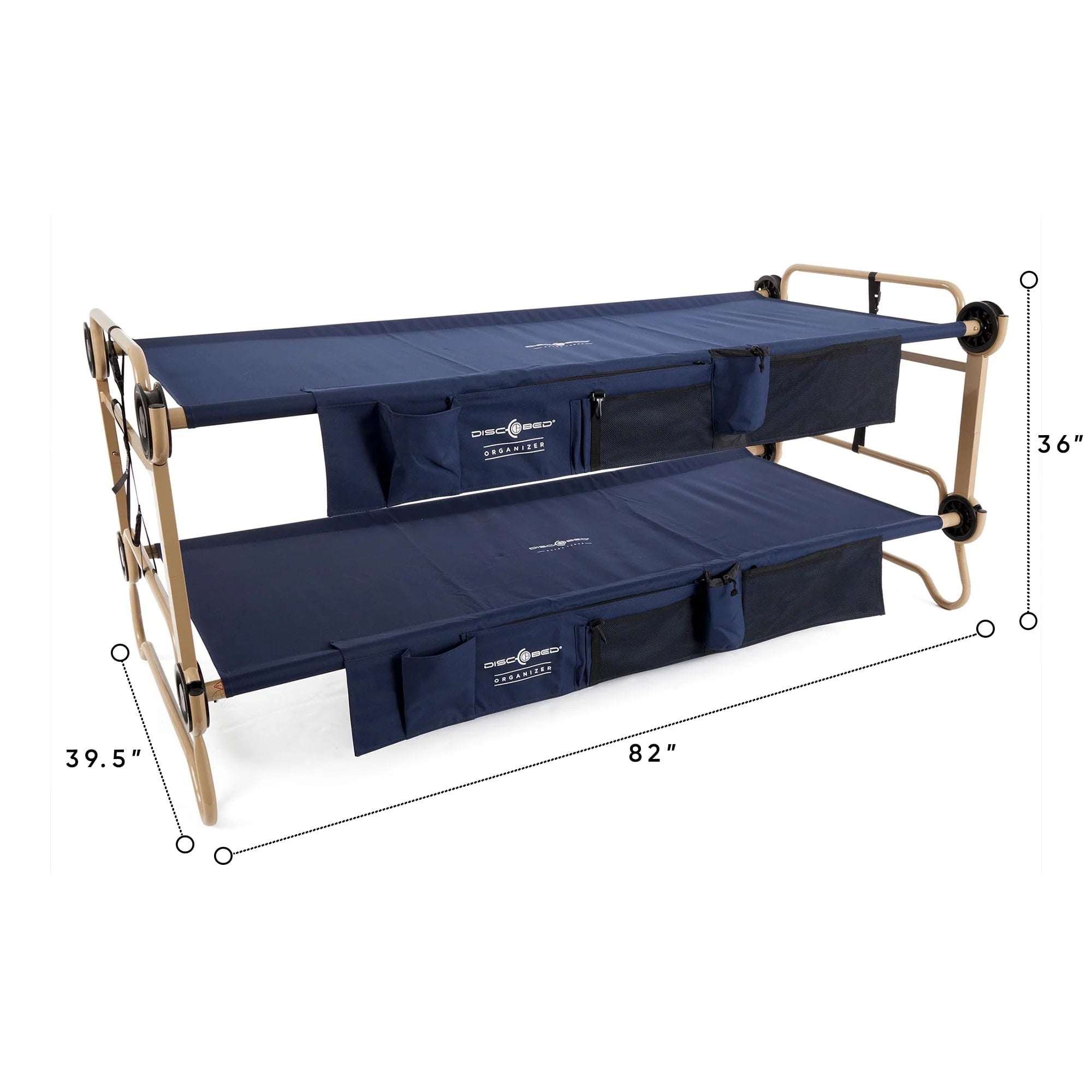 Disc - O - Bed XL Cam - O - Bunk Benchable Double Cot with Storage Organizers, Navy