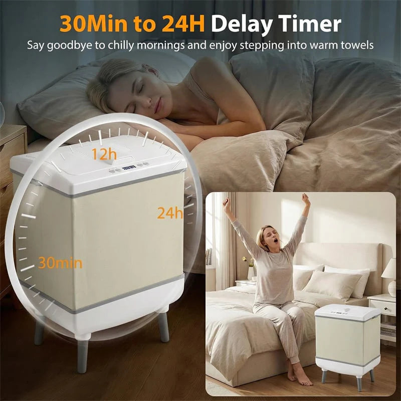 35L Large Towel Warmer Bucket for Bathroom, Foldable Blanket Warmer with Heat/Dry Modes, 24H Timer, Child Lock, Fits 3 Oversized 45"x70" Towels