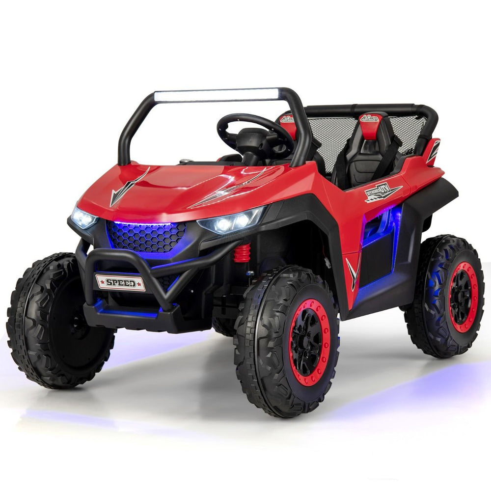 Voiture lectrique Enfant 12 V Tlcommande pour 3-8 Ans 2 Vitesses Ressort de Suspension Charge 59KG 118x74x71CM Noir/Rose/Rouge -