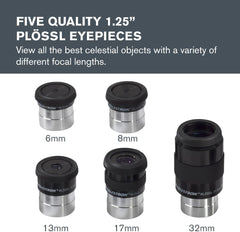 Celestron 94303 Kit d'oculaires et de filtres de 1,25 Pouce - 14 pièces dans Un étui de Transport en métal doublé de Mousse, Argent