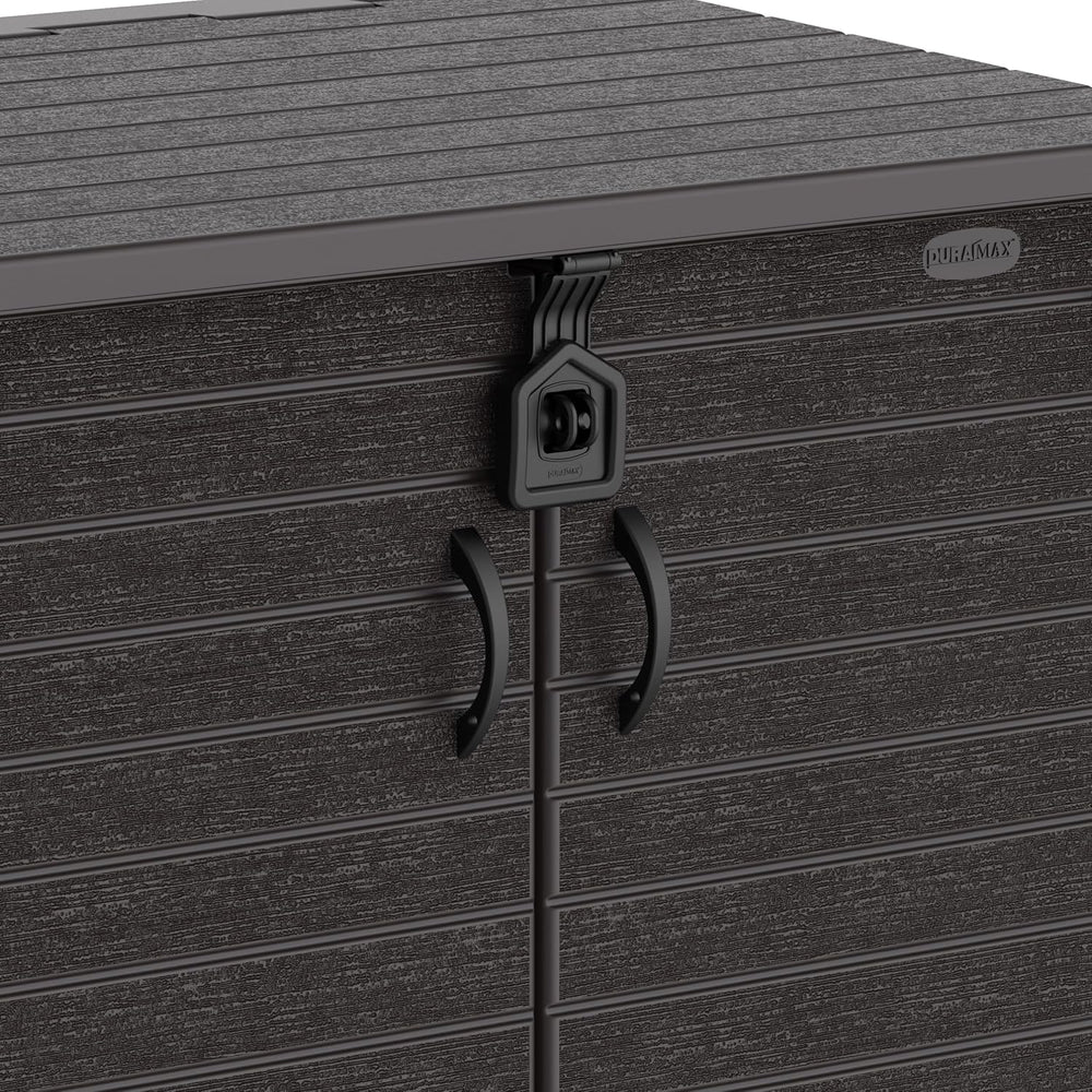 Duramax StoreAway 1200L Plastic Garden Shed/ Flat Lid,Outdoor Storage Shed,Wheelie Bin Hideaways,Wheelie bin box,Durable Construction,Ideal for Bikes,BBQs & 2x 240L Bins,145x85x125 cm,Brown