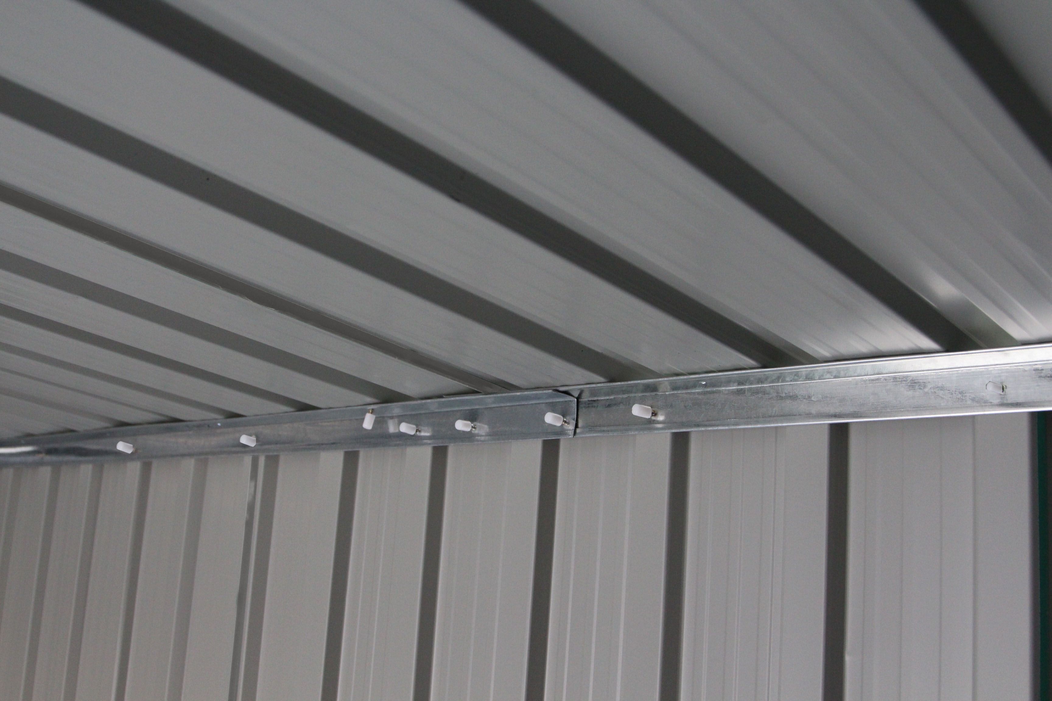 Abri de Jardin en Tôle Galvanisée Cabane de Rangement à Outils Porte Double 2 Aérations,277x191x192cm,Gris et Blanc -
