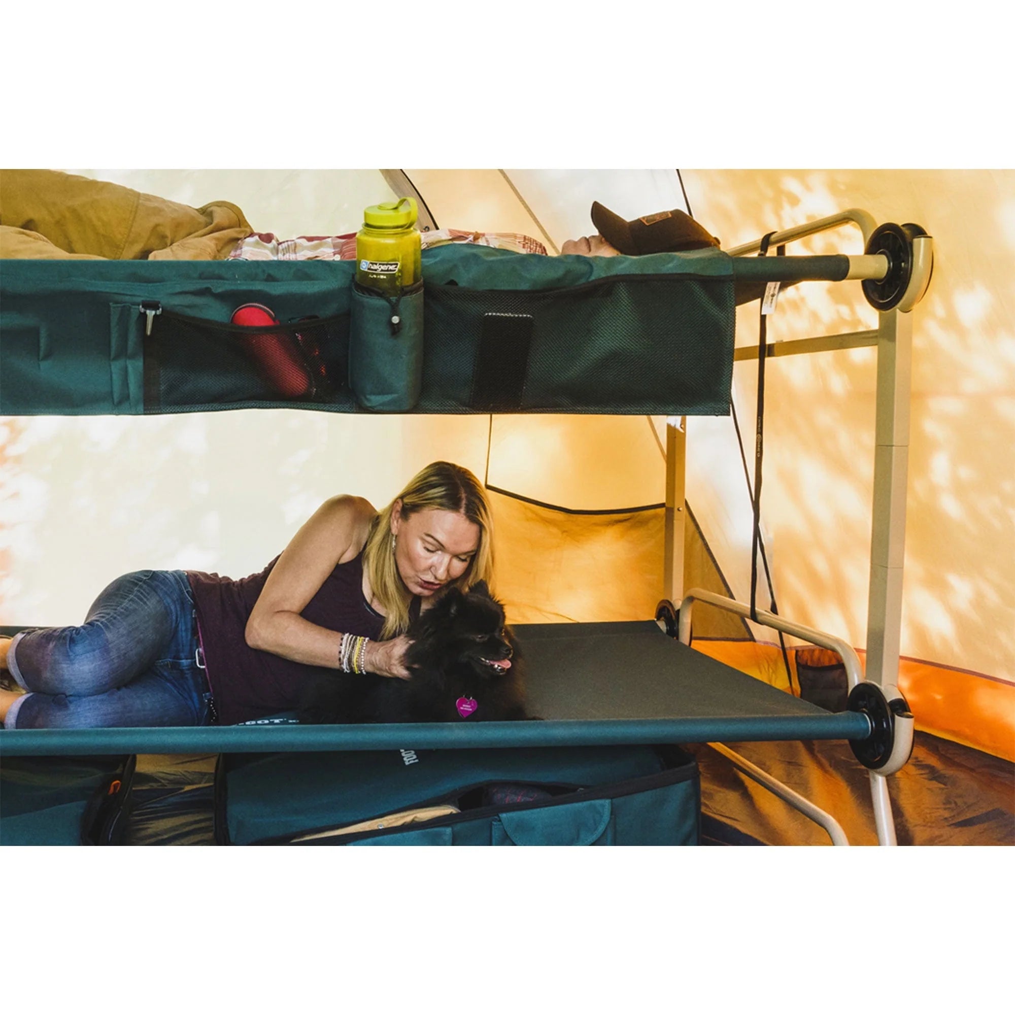 Disc - O - Bed XL Cam - O - Bunk Benchable Double Cot with Storage Organizers, Navy